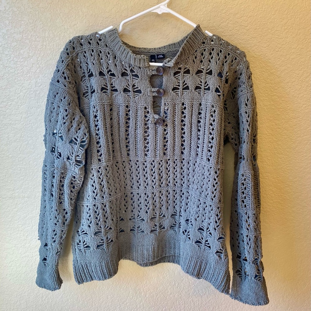 Ethyl Green Button-Detail Women's Sweater
